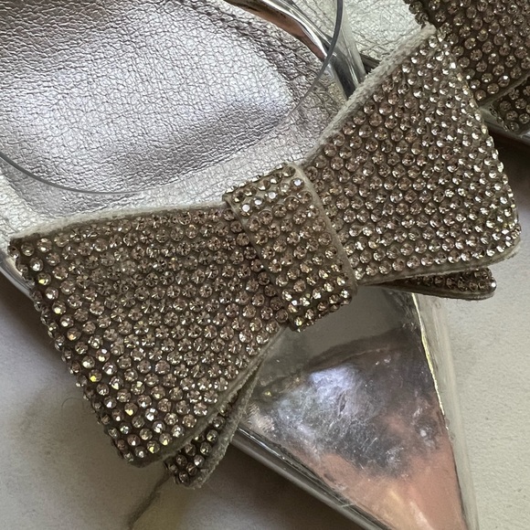 ASOS Rhinestone Embellished Bow Slingback Stiletto Shoes - Clear Size 6 WIDE FIT - Picture 11 of 11